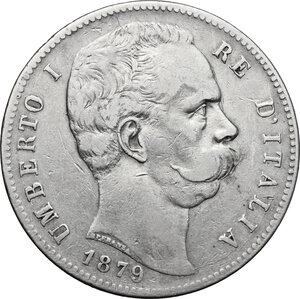 obverse: Umberto I (1878-1900). 5 lire 1879
