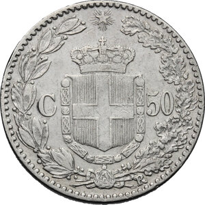 reverse: Umberto I (1878-1900). 50 centesimi 1889