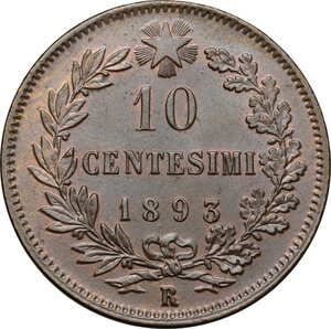 reverse: Umberto I (1878-1900). 10 centesimi 1893 Roma