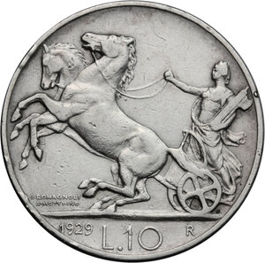 reverse: Vittorio Emanuele III (1900-1943). 10 lire 1929