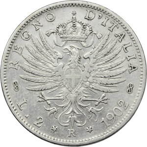 reverse: Vittorio Emanuele III (1900-1943). 2 lire 1902