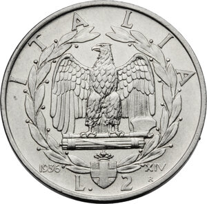 reverse: Vittorio Emanuele III (1900-1943). 2 lire 1936