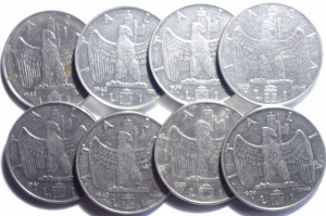 obverse: Lotti.Casa Savoia.Lotto di 8 monete Impero da 1 Lira.