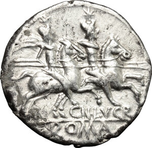 reverse: Cn. Lucretius Trio.. AR Denarius, 136 BC