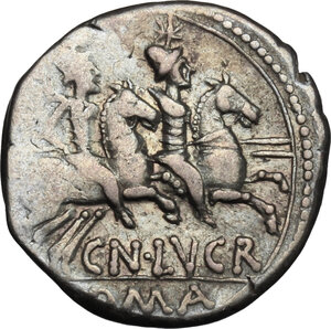reverse: Cn. Lucretius Trio.. AR Denarius, 136 BC