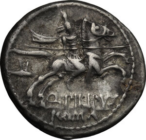 reverse: Q. Marcius Philippus.. AR Denarius, 129 BC