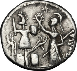 reverse: M. Furius L.f. Philus.. AR Denarius, 119 BC