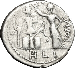 reverse: M. Furius L. f. Philus.. AR Denarius, 119 BC