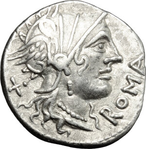 obverse: Cn. Domitius Ahenobarbus.. AR Denarius, 116-115 BC