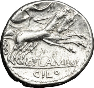 reverse: L. Flaminius Chilo.. AR Denarius, 109-108 BC