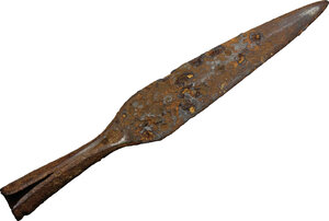 reverse: Large iron arrow-head.  Early medieval period, 5th century.  115 mm