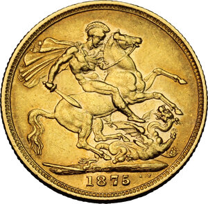reverse: Australia.  Victoria (1837-1901). AV Sovereign 1875, Sidney mint