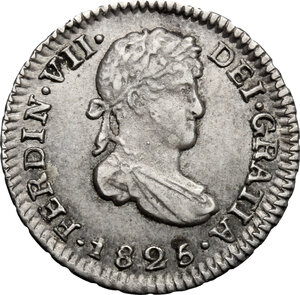 obverse: Bolivia.  Fernando VII (1808-1833).. AR Half Real, 1825 JL