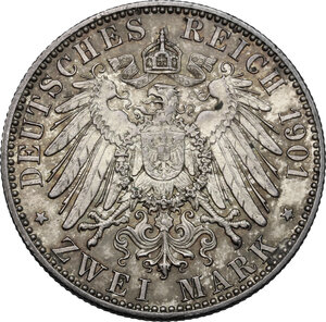 reverse: Germany. Prussia..  Wilhelm II (1888-1918).. AR 2 Mark, Berlin mint, 1901