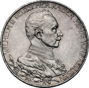obverse: Germany. Prussia..  Wilhelm II (1888-1918).. AR 3 Mark, Berlin mint, 1913
