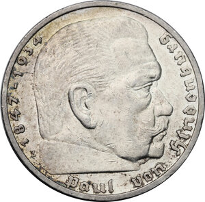 obverse: Germany. AR 5 Reichsmark, Muldenhütten  mint, 1936E