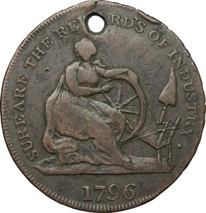 reverse: Great Britain, Scotland. AE Token for half penny 1796