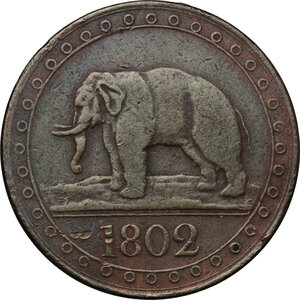 reverse: Great Britain, Sri Lanka.  George III (1760-1820).. AE 1/48 Rixdollar 1802, Ceylon mint
