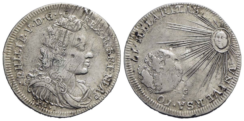 obverse: NAPOLI - Filippo V di Borbone (1700-1707) - Tarì - 1701 - AG R P.R. 3; MIR 311 Sigle AG/A - BB