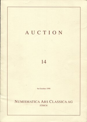 obverse: ARS CLASSICA. - Auction n 14. Zurich, 9 – October – 1998. Monete Papali. Ril. editoriale, pp. 27, nn. 1001 – 1249, tavv. 22 +  15 a colori.  Collezione Capelli.                                                                                                  