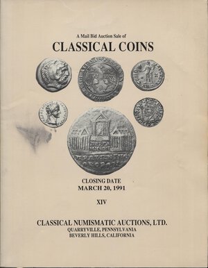 obverse: CLASSICAL NUMISMATIC AUCTIONS, LTD. – XIV, Pennsylvania, 20 march 1991. Pp. 143, nn. 1594, ill. nel testo. Ril.ed. Buono stato