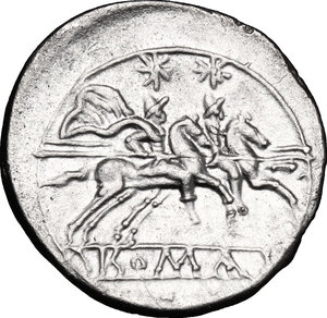 reverse: Anonymous. AR Quinarius, from 211 BC