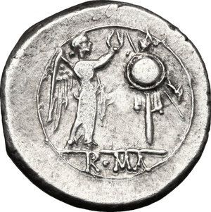 reverse: Anonymous.. AR Victoriatus, from 211 BC