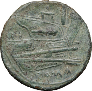 reverse: Anonymous. AE As, Luceria mint. Fourth series, c. 206-195 BC