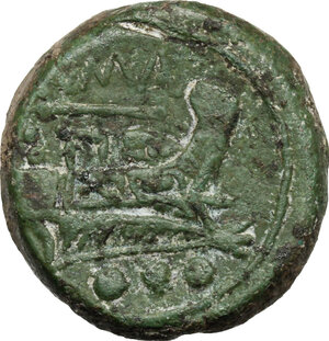 reverse: Staff and club series.. AE Quadrans, Central Italy, c. 208 BC