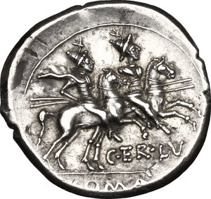 reverse: C. Terentius Lucanus.. AR Denarius, 147 BC