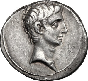 obverse: Augustus (27 BC - 14 AD).. AR Denarius, c. 28-27 BC