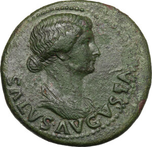 obverse: Livia, wife of Augustus (died in 29 AD).. AE Dupondius