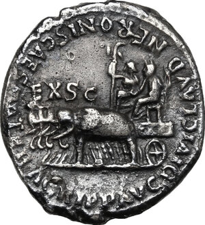 reverse: Nero (54-68) with Agrippina II.. AR Denarius, 55 AD