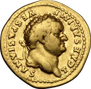 obverse: Titus as Caesar (69-79).. AV Aureus, 77-78 AD