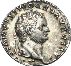 obverse: Domitian as Caesar (69-81).. AR Denarius, 79 AD
