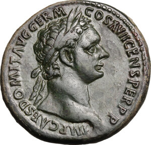 obverse: Domitian (81-96).. AE Sestertius, 95-96 AD