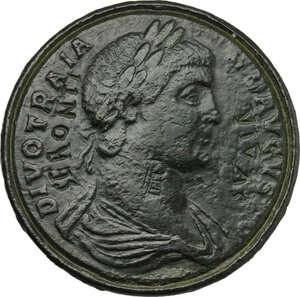 obverse: Trajan (Divus, died 117 AD). AE Contorniate, struck in the name of Divus Trajan, Rome mint, c. 360-425 AD