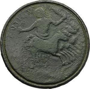 reverse: Trajan (Divus, died 117 AD). AE Contorniate, struck in the name of Divus Trajan, Rome mint, c. 360-425 AD