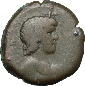 obverse: Antinous, favorite of Hadrian (died 130 AD).. AE Diobol, Alexandria mint. Struck RY 19 of Hadrian (134-135 AD)