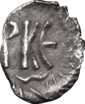 reverse: Justinian I (527-565).. AR 125 Nummi, light group, Ravenna mint