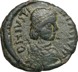 obverse: Justinian I (527-565).. AE 10 Nummi, Perugia (?) mint