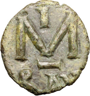 reverse: Leontius (695-698).. AE Follis, Ravenna mint