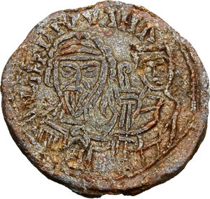 obverse: Salerno.  Guaiferio con il figlio Guaimario I (877-880). Bolla