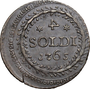 reverse: Corte.  Pasquale Paoli (1762-1768), Generale. 4 soldi 1765