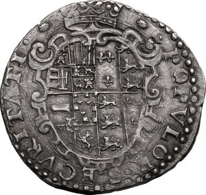 reverse: Napoli.  Filippo II di Spagna (1554-1598).. Mezzo ducato o cianfrone