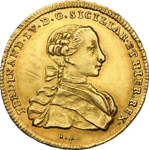 obverse: Napoli.  Ferdinando IV di Borbone  (1759-1816). 6 Ducati 1762