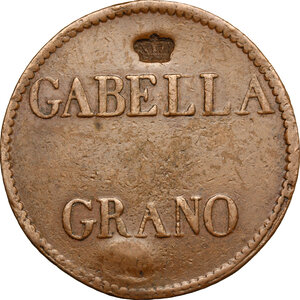 obverse: Napoli. Tessera di pagamento per la gabella del grano, contromarcata al diritto e al rovescio, fine XVIII sec