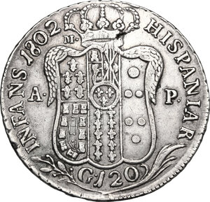 reverse: Napoli.  Ferdinando IV di Borbone (1759-1805). 120 grana o piastra 1802