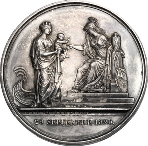 reverse: Napoli.  Carlo Ferdinando d Artois (1778-1820), Duca di Berry.. Medaglia per la nascita di Enrico d Artois, 29 settembre 1820
