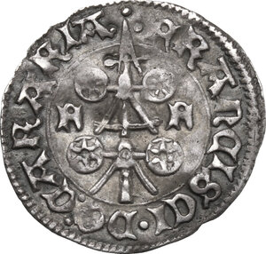 obverse: Padova.  Francesco I da Carrara (1355-1388). Carrarino da due soldi